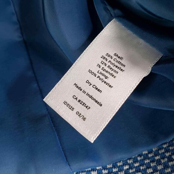 Talbots Blazer Jacket Womens Size 10 Cotton Blue Tweed Long Sleeve Two Button - Picture 9 of 10